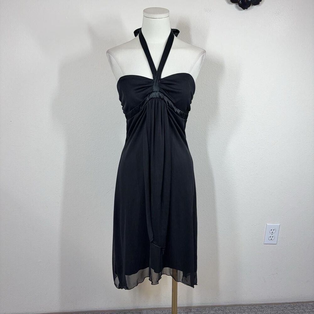 Vintage BYER TOO Dress Large Black Halter Babydoll 90s Y2K Party Cocktail